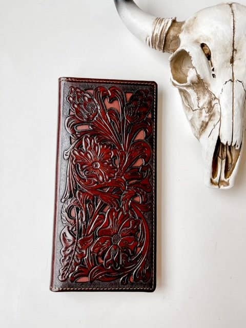 Genuine Tooled Leather Bi-Fold Wallet