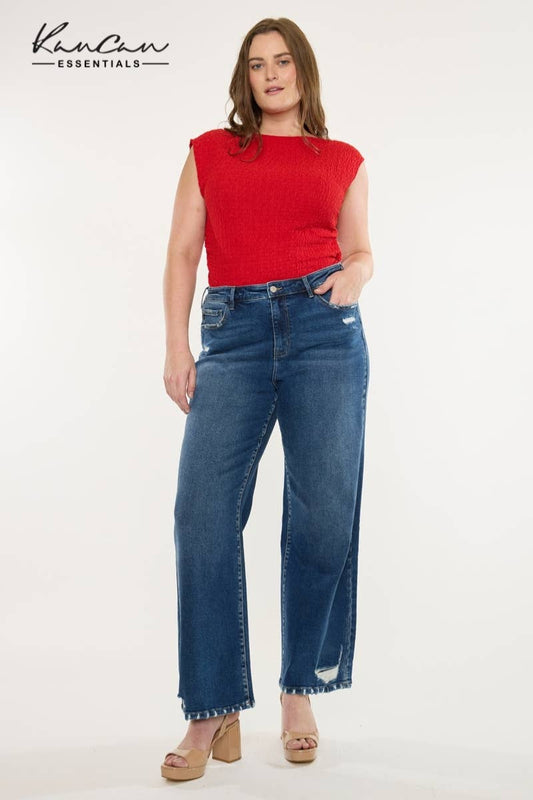 PLUS HIGH RISE WIDE LEG JEANS