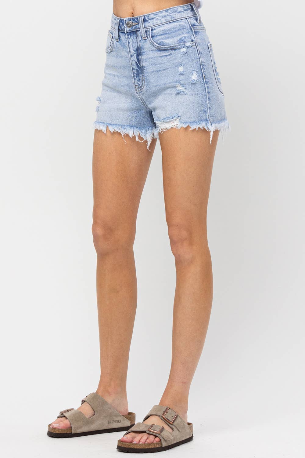 High Rise Frayed Shorts