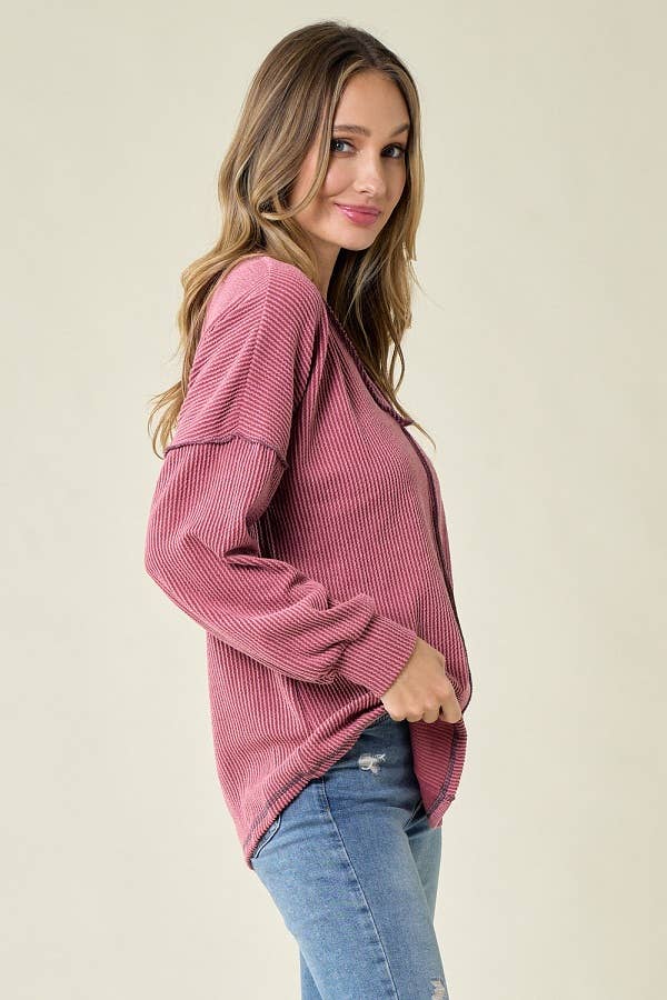 Ribbed V neck top