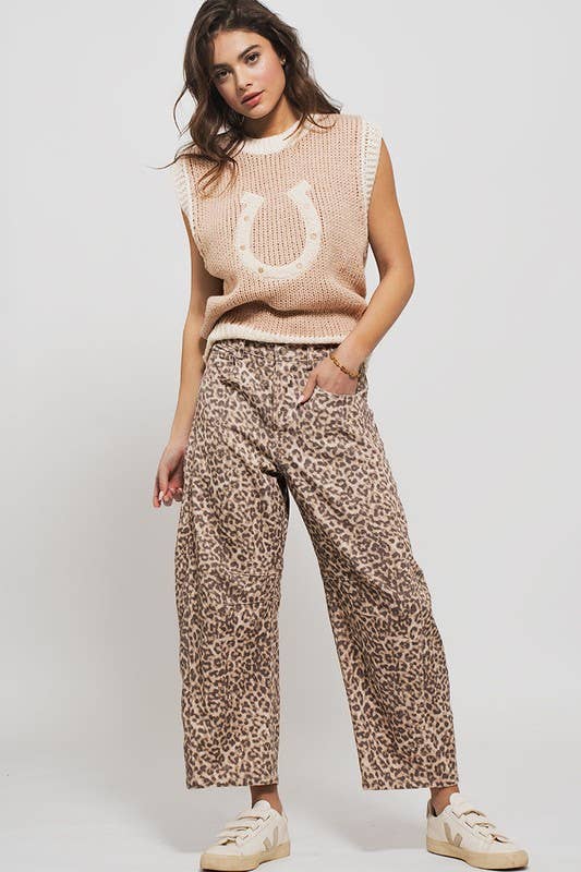 Leopard Print Wide Leg Camo Pants