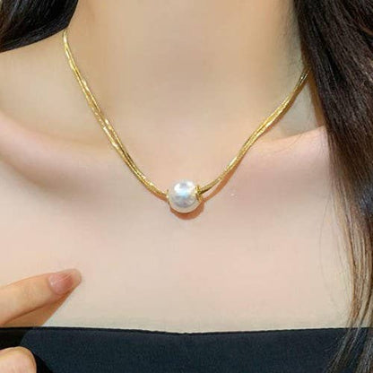 STAINLESS STEEL NON-TARNISH PEARL NECKLACE
