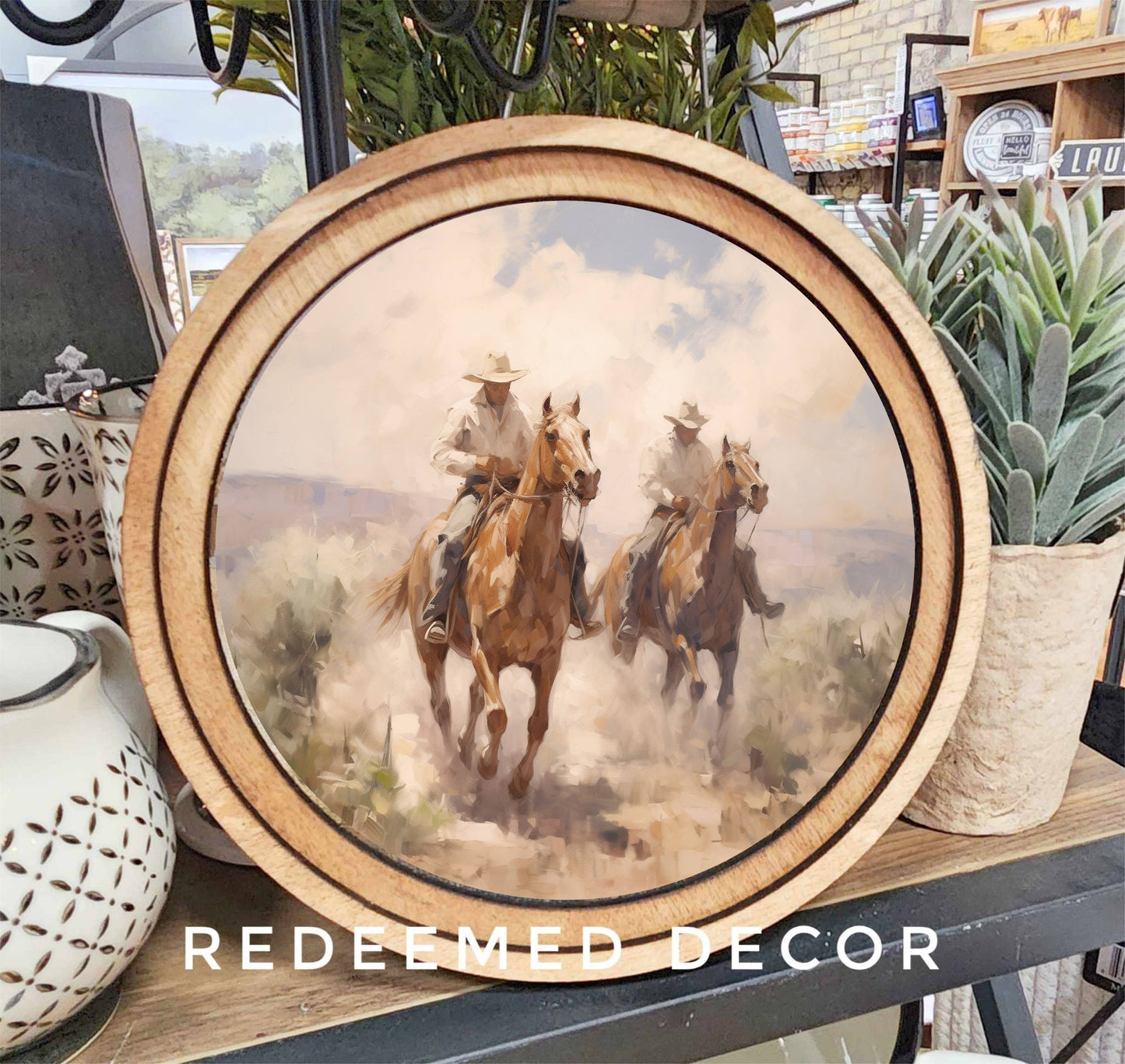 8" Round Cowboys Art