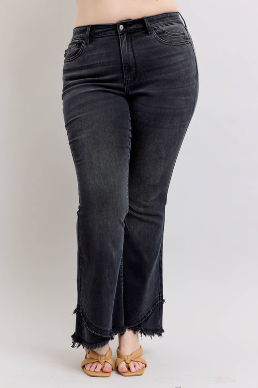 Black Flare w/ Mock Fray Tulip Hem
