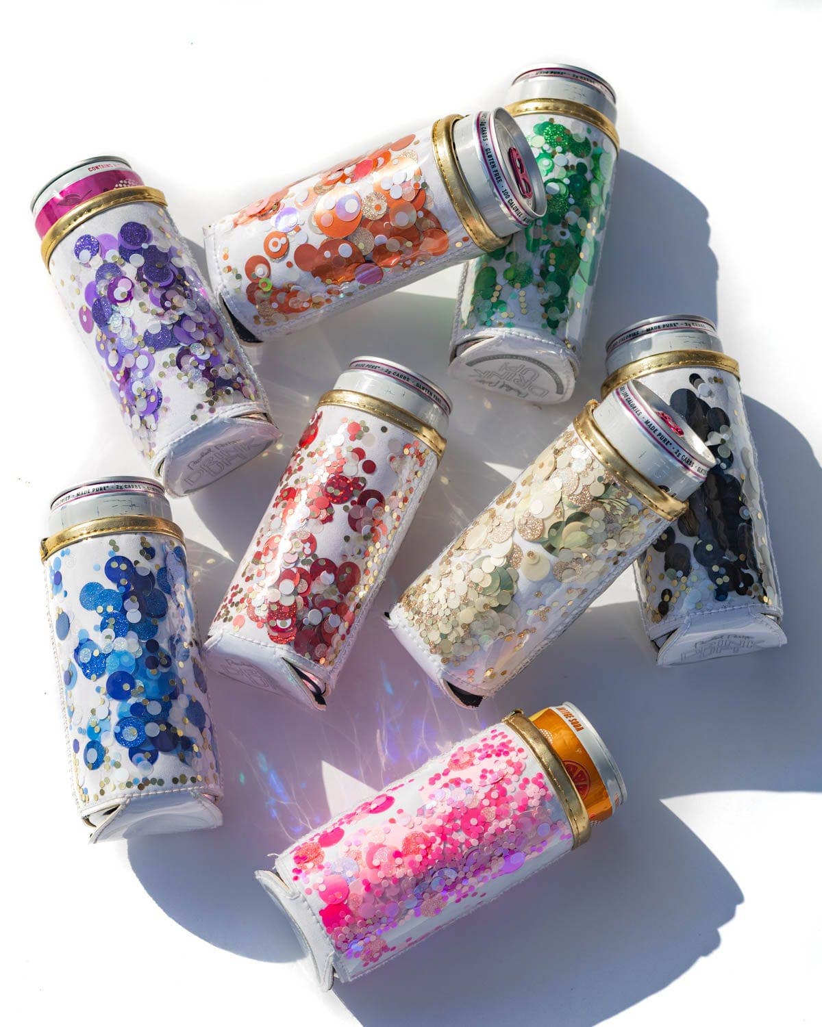 Pink Party Confetti Skinny Can Cooler
