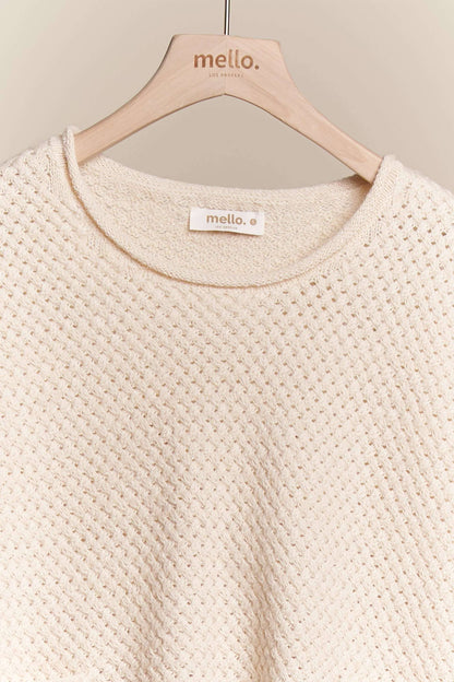 Wide Neck Knit Sweater with Double Pocket Detail