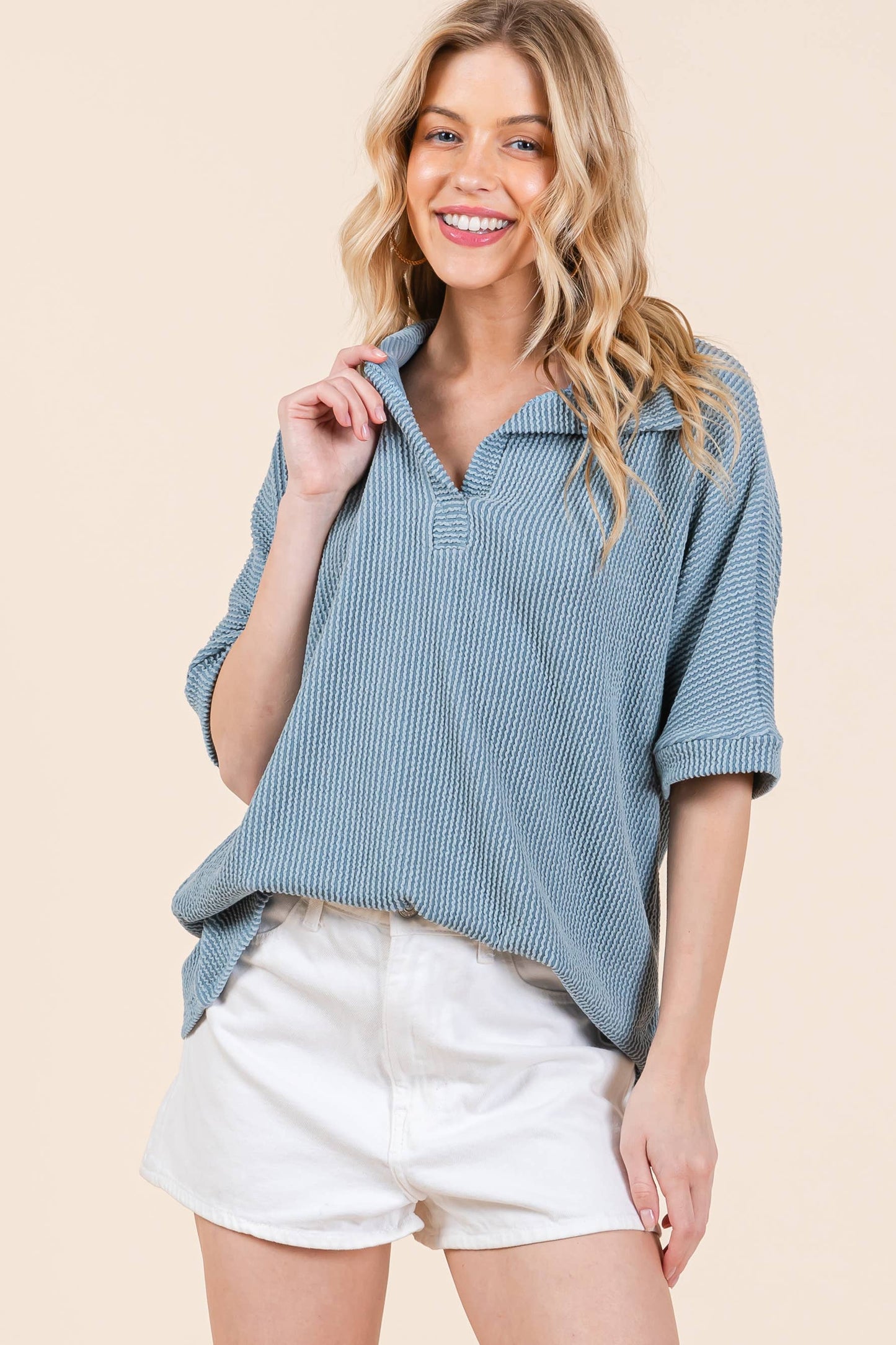 RIBBED COLLAR TOP