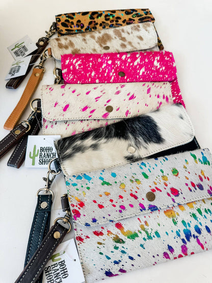 Cowhide Wristlet Wallet Western Genuine HairOn Cowhide Bag