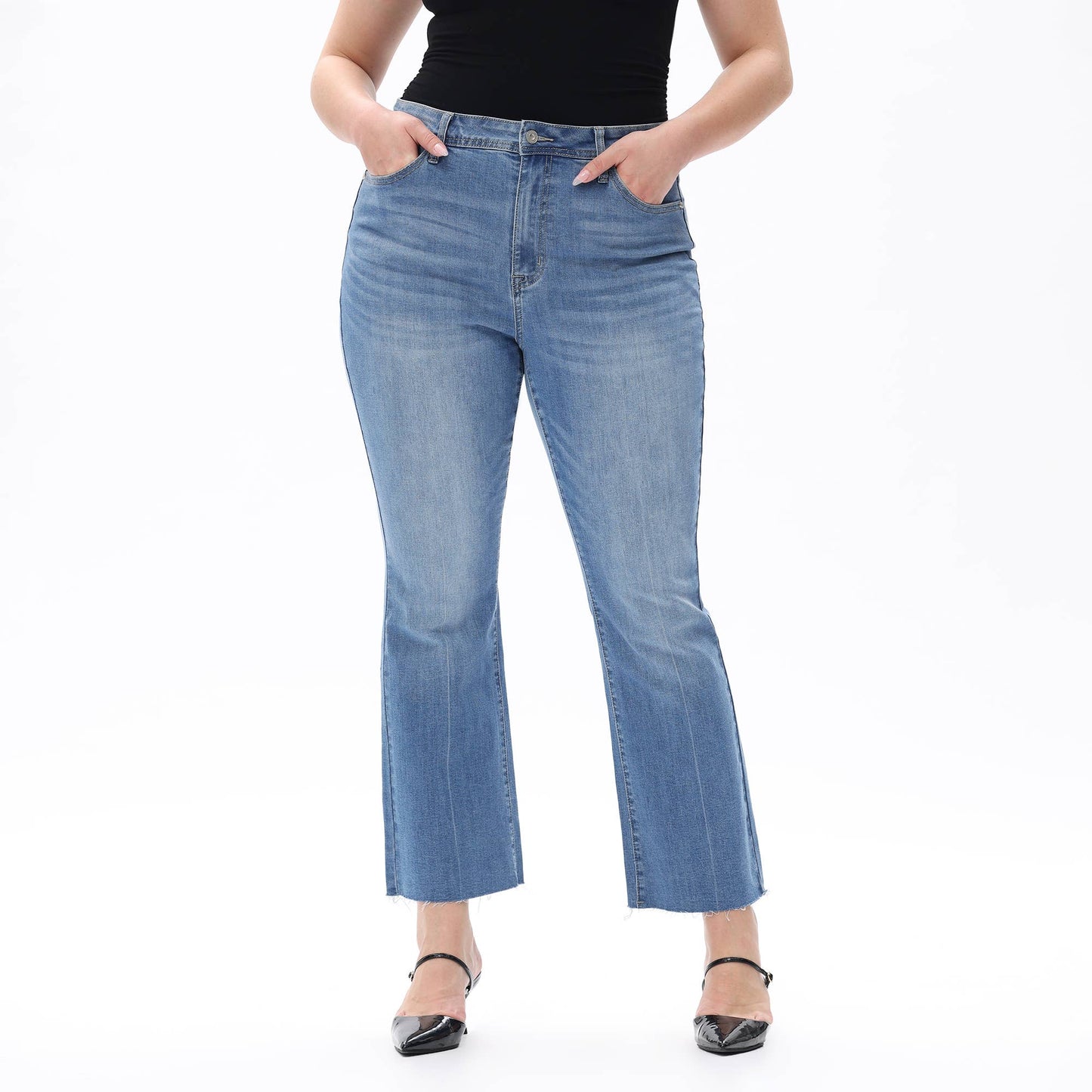 Plus Size Mid Rise Bootcut Ankle Denim Jeans OSF1138-P