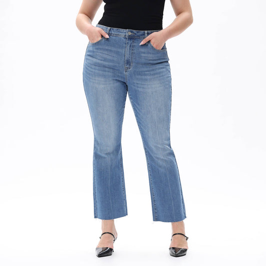 Plus Size Mid Rise Bootcut Ankle Denim Jeans OSF1138-P