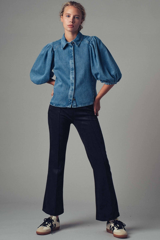 Classic Faux Suede Flare Pants