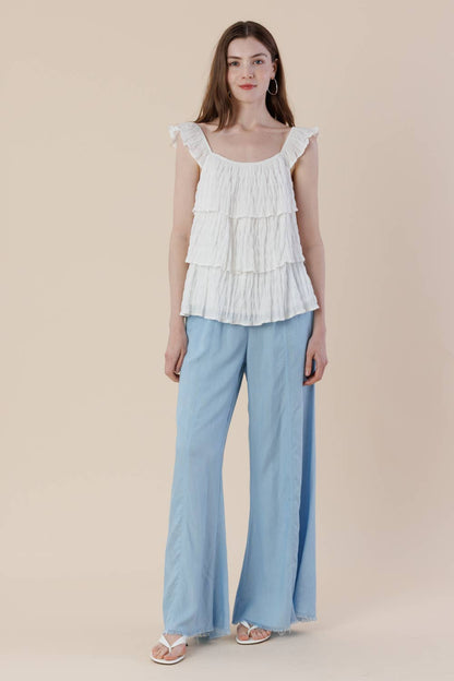Tencel Pre-Washed Wide Leg Drawstring Pants