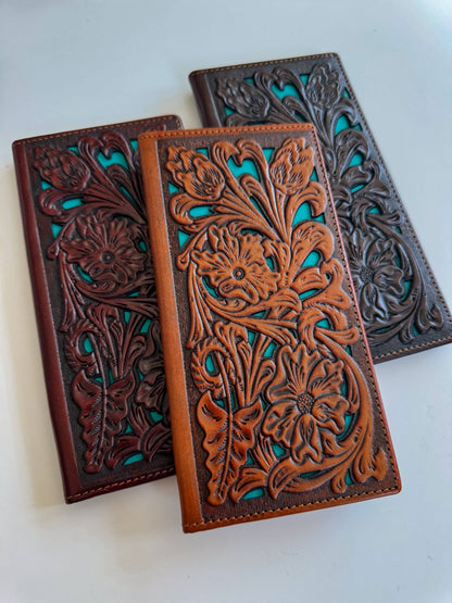 Genuine Tooled Leather Bi-Fold Wallet