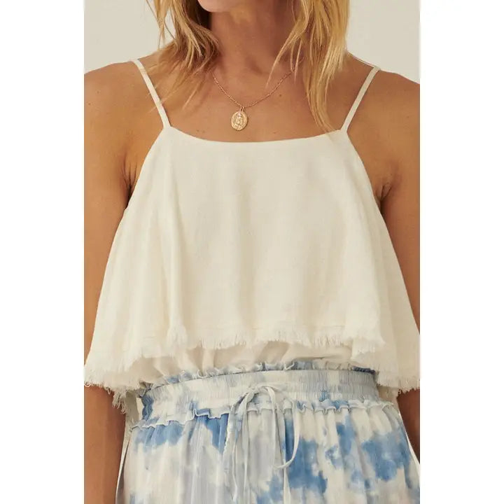 Ruffle Cami Bodysuit : Off-White