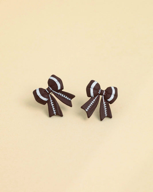 Touch of Cheer Football Bow Earrings