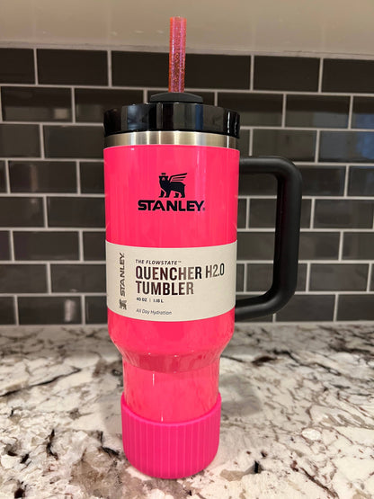 Bright Pink Glitter Straw (40oz Tumbler)