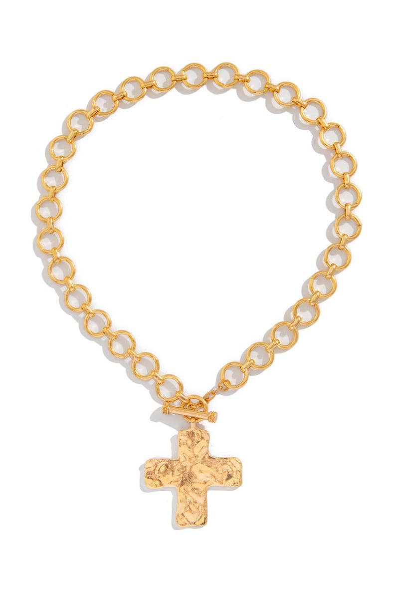 Chunky Chain Cross Pendant Necklace