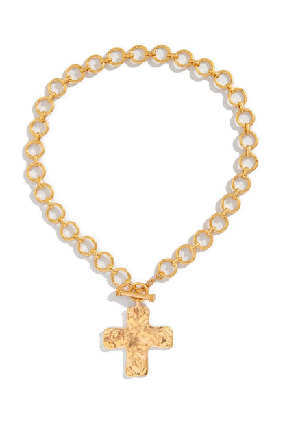 Chunky Chain Cross Pendant Necklace