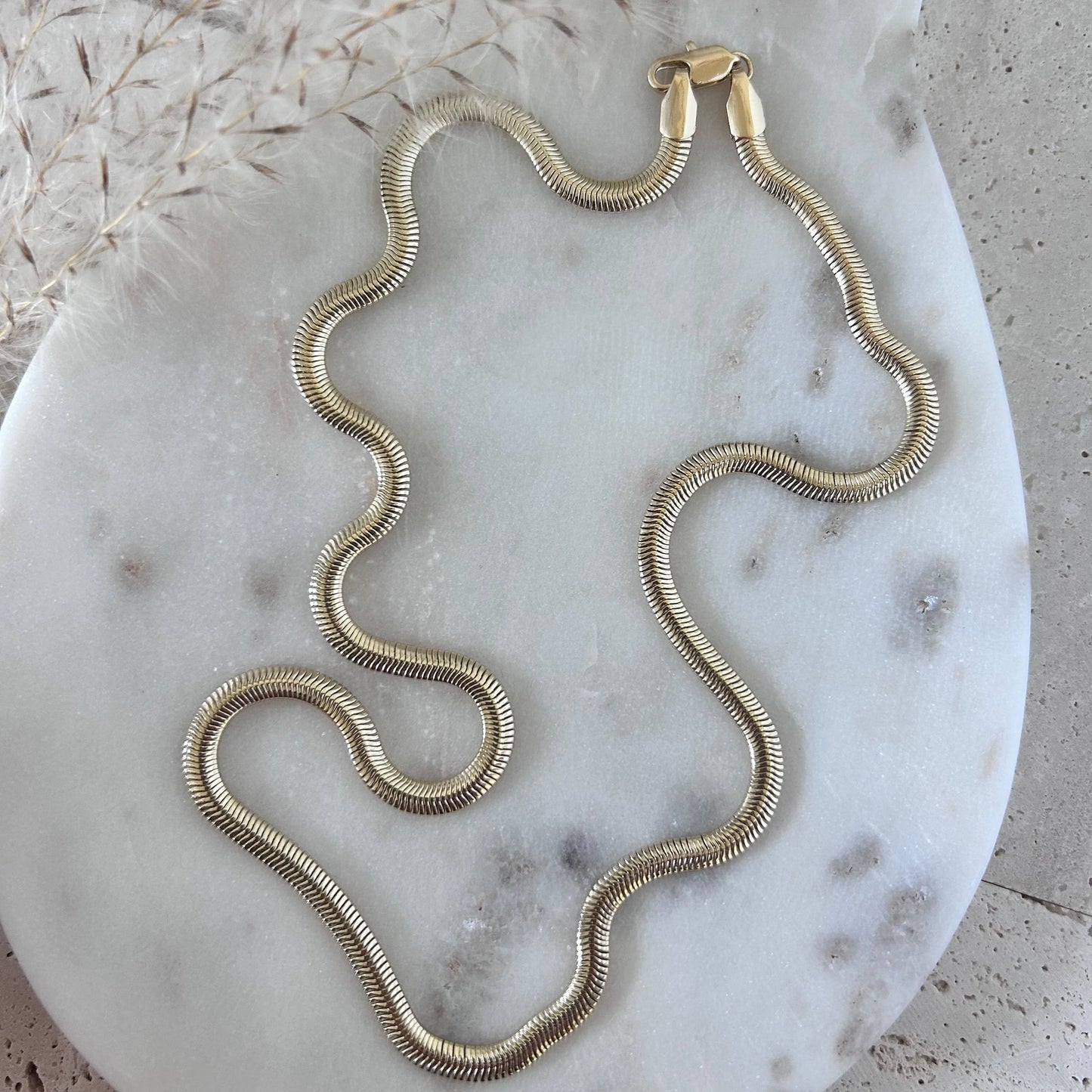 Snake chain herringbone link necklace gold filled 