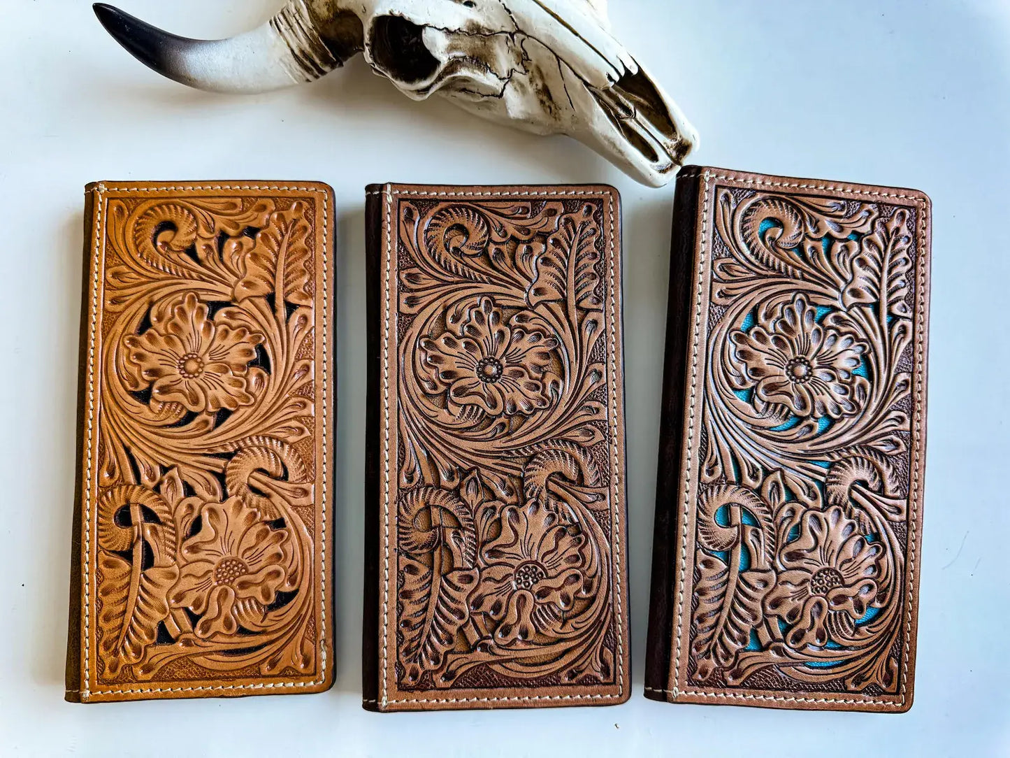 Western Genuine Tooled Leather Bi-Fold Wallet 