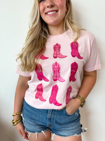 PINK COWGIRL BOOTS TEE