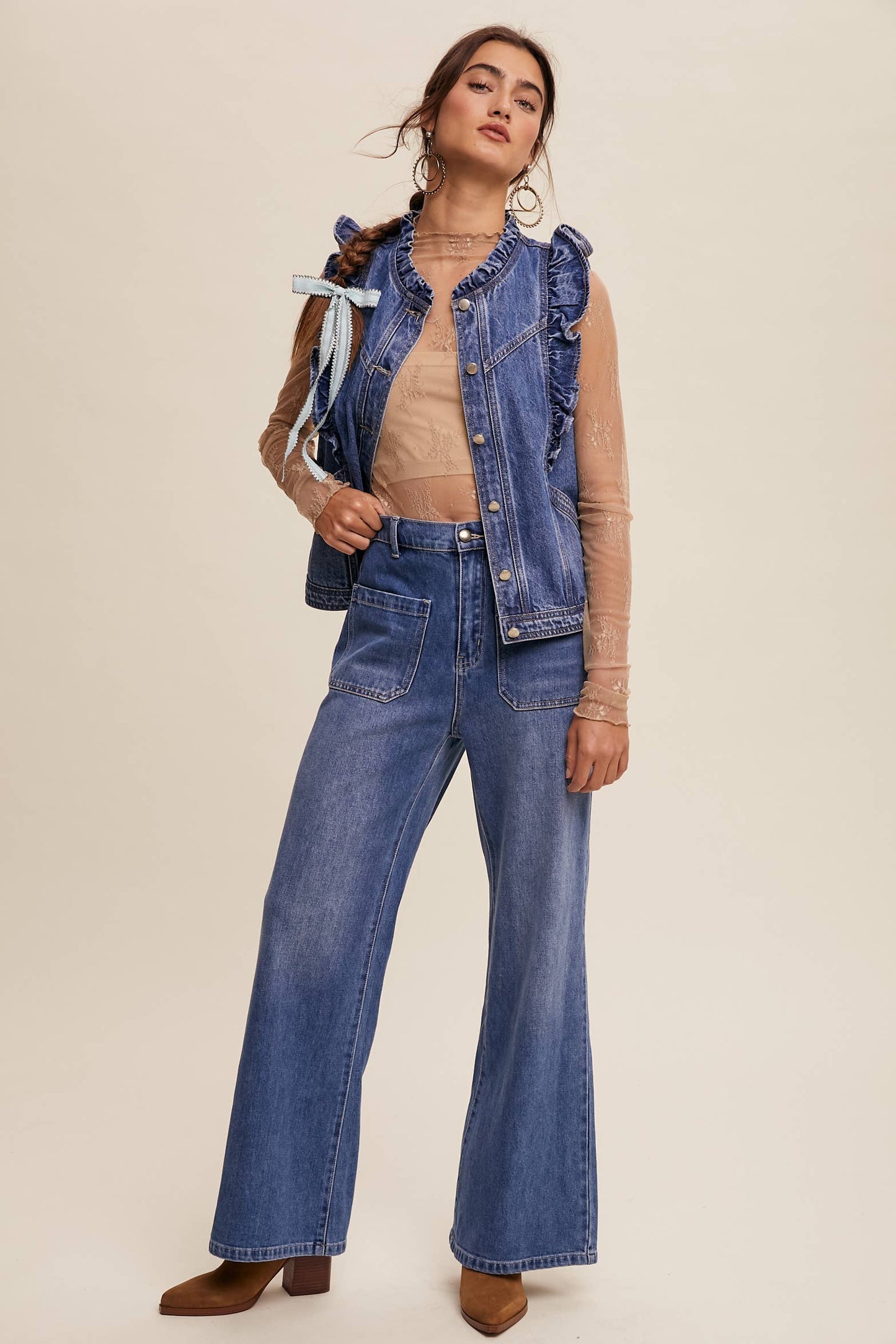 Denim Ruffle Vest