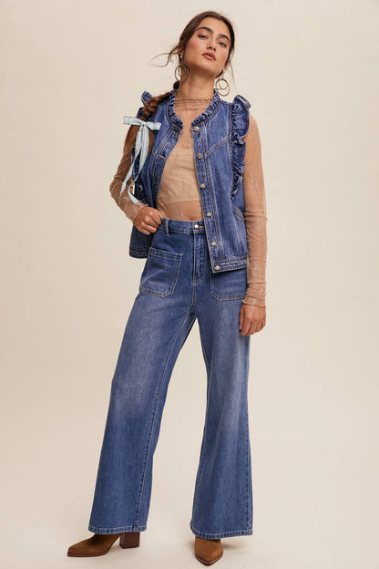 Denim Ruffle Vest