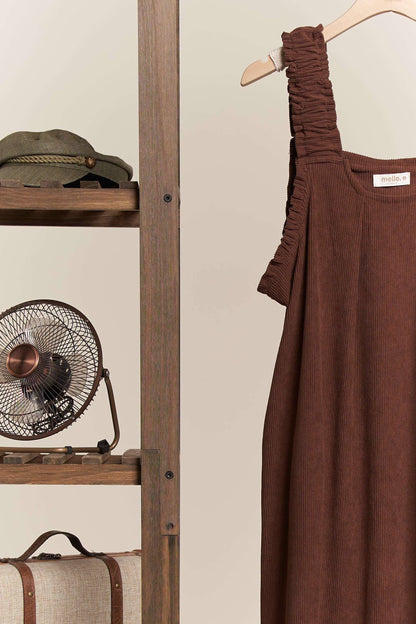 Corduroy Elasti Sleeve Loose Fit A Line Dress