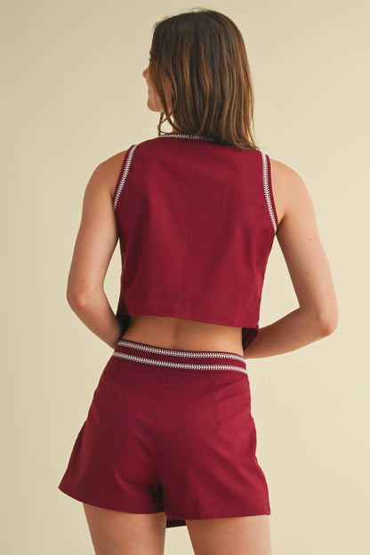 CP17087B - STITCH COLOR ACCENT MINI SKORT