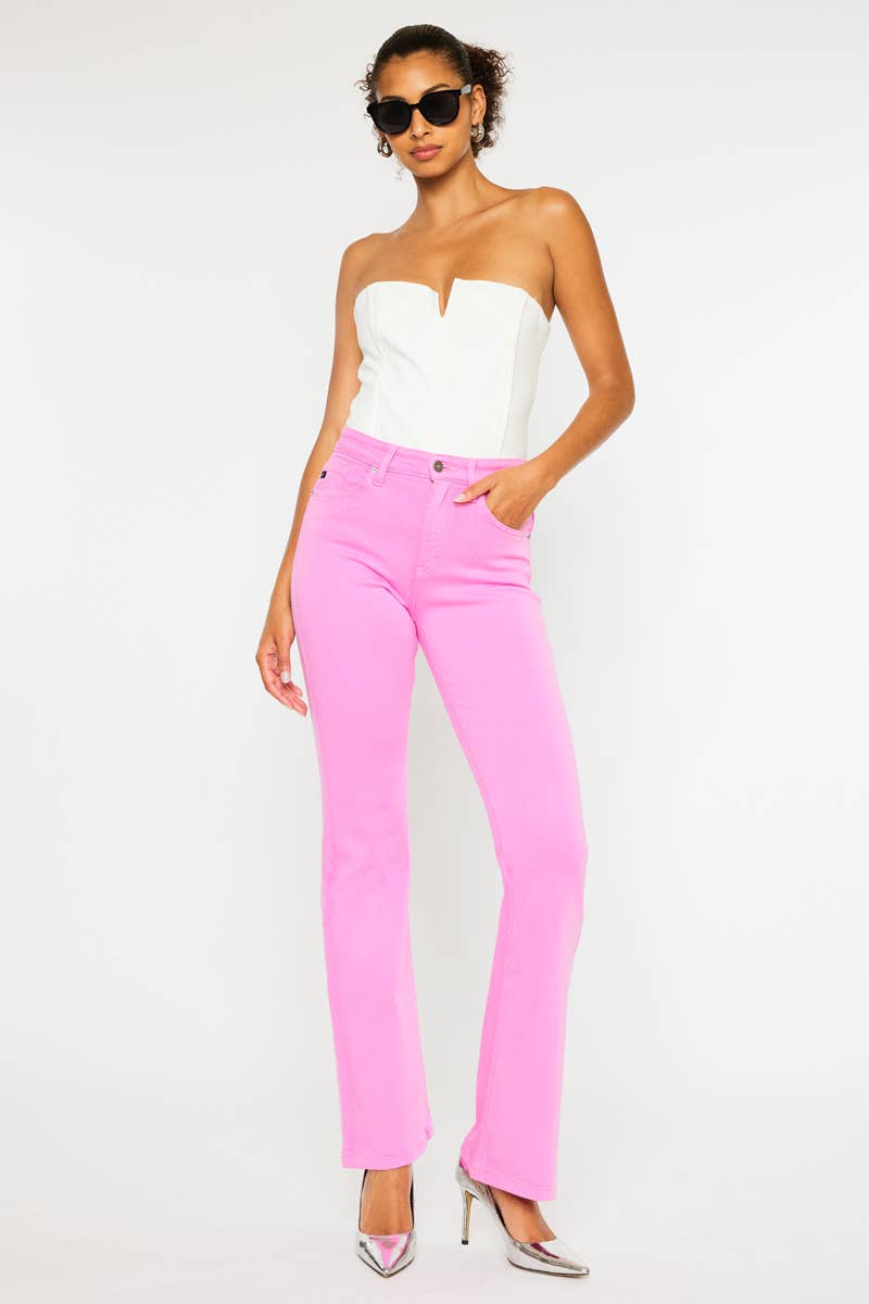 Stretch bootcut pink denim