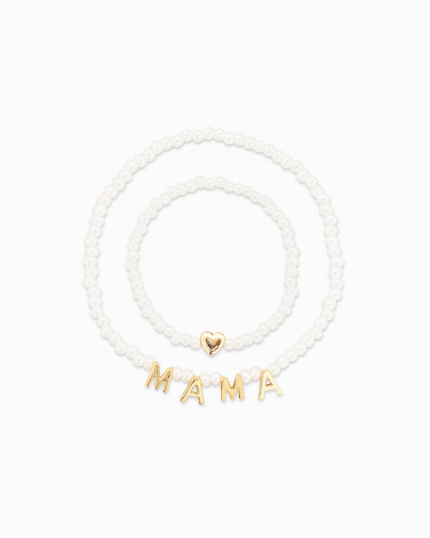 MAMA and Her Heart Pearl Matching Bracelet Set