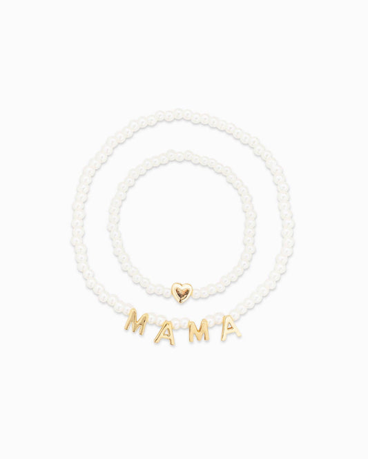 MAMA and Her Heart Pearl Matching Bracelet Set