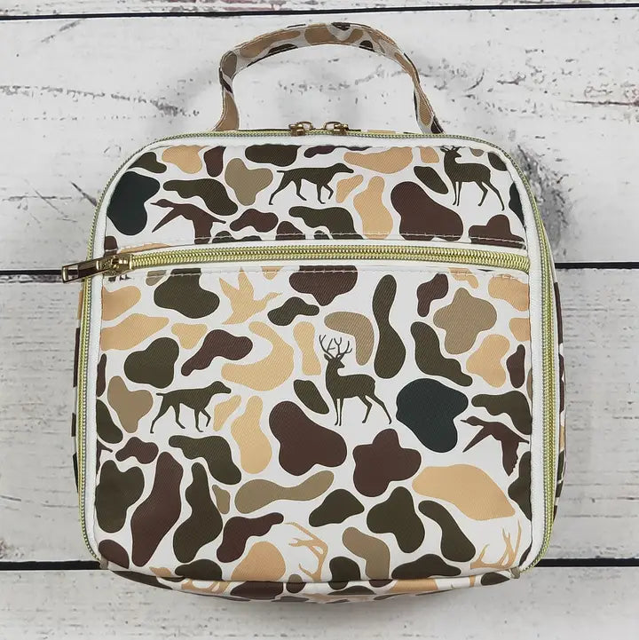 Camouflage Hunting Printed Canvas Lunch Boxes Bag