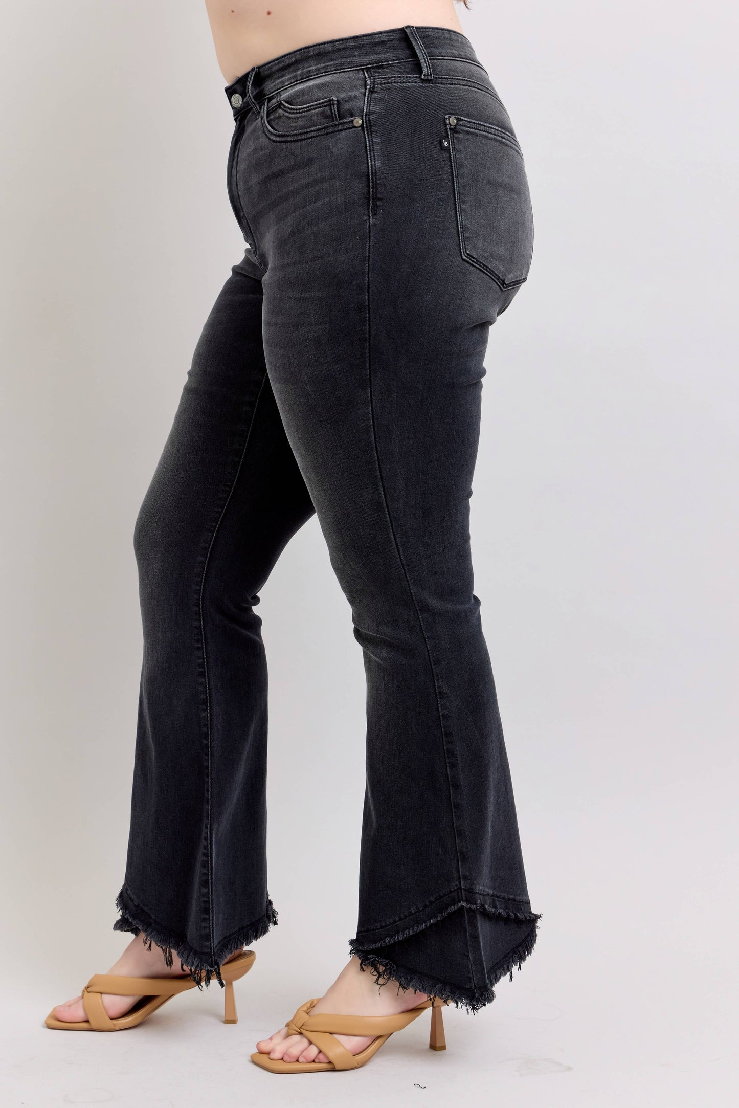 Black Flare w/ Mock Fray Tulip Hem