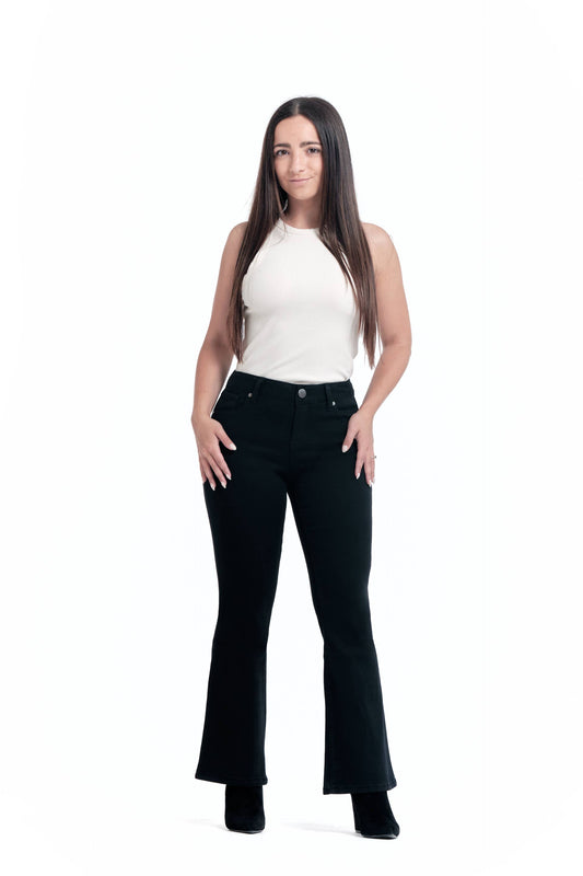 Petite 28" Mid-Rise Slim Boot Jean in BLACK