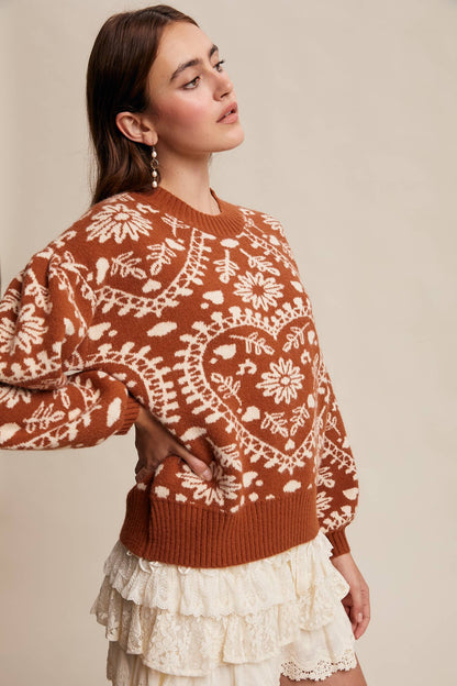 Heart Jacquard Knit Sweater