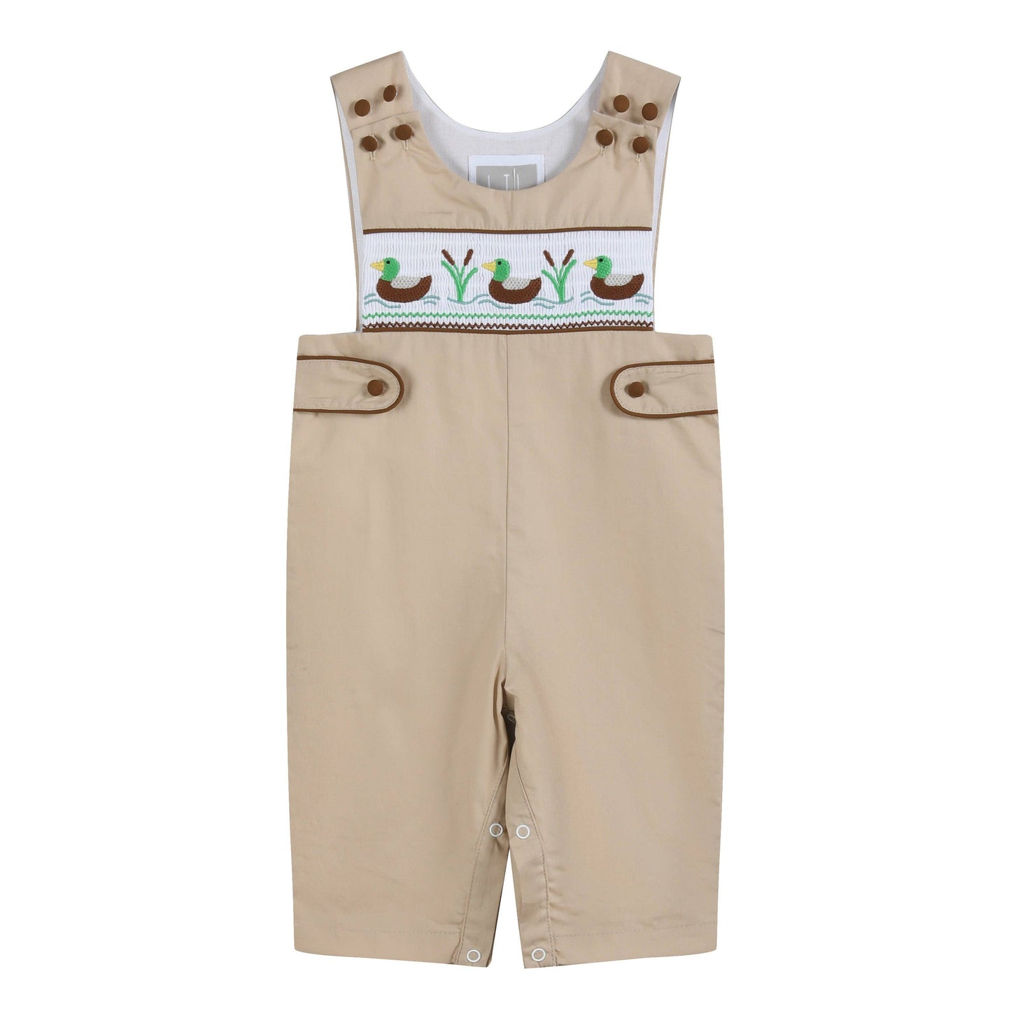 Light Brown Mallard Smocked Overalls
