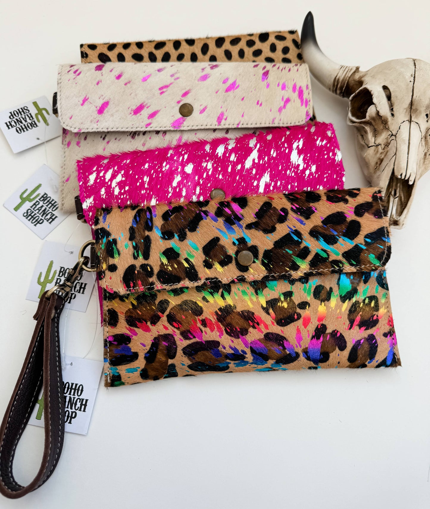 Cowhide Wristlet Wallet Western Genuine HairOn Cowhide Bag