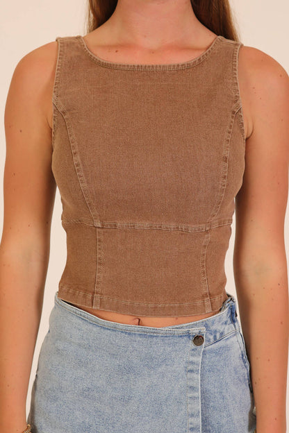 Sculpted Stretch Denim Tank Corset