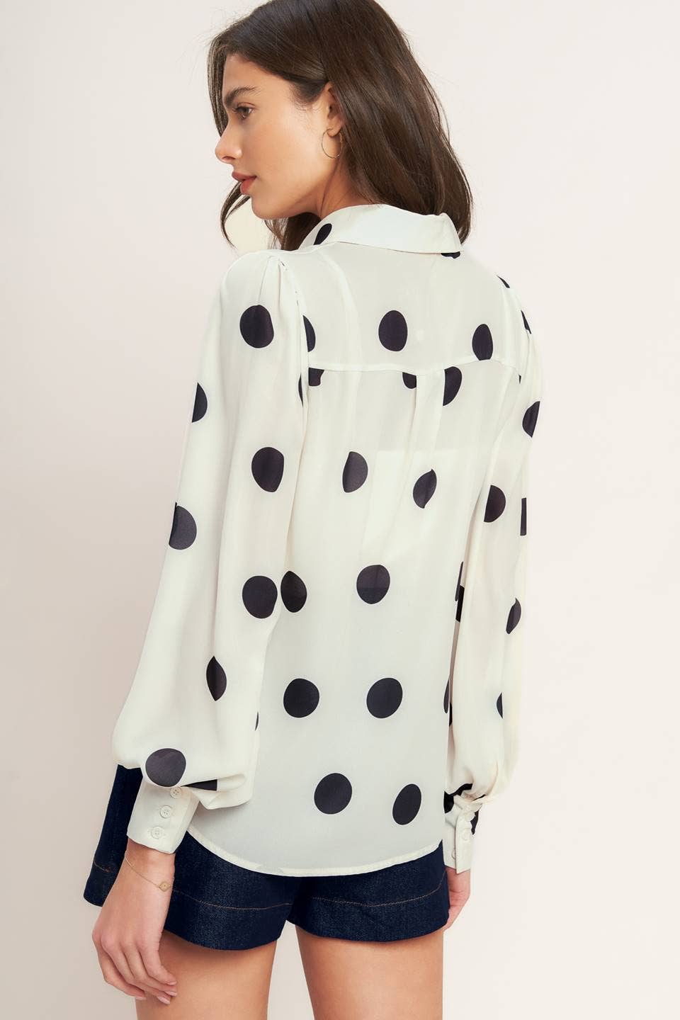 Polka dot printed woven top