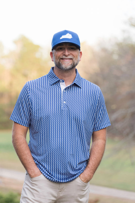 Lexington Blue and White State Performance Polo