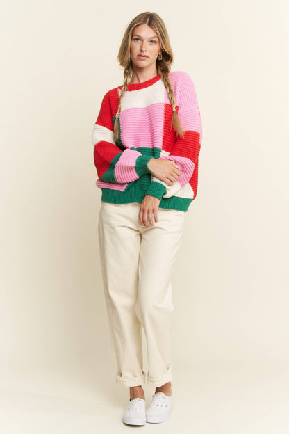 GEOMETRIC MULTICOLOR KNIT SWEATER