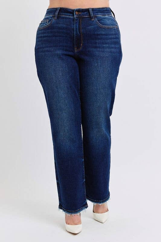 Mid Rise Straight Leg with Fray Hem