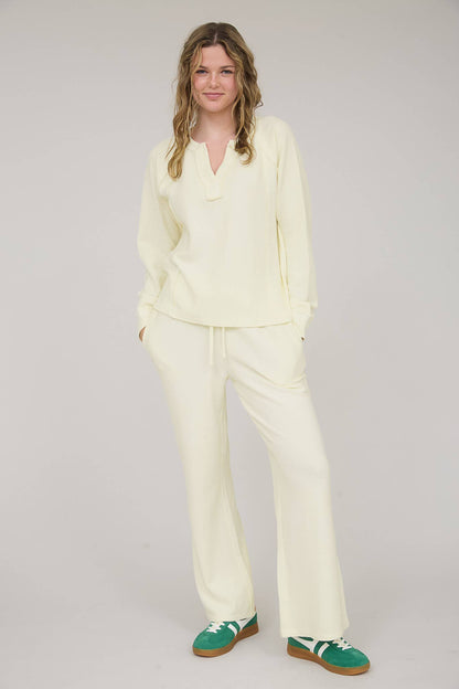 WASHED HIGH WAIST DRAWSTRING LOUNGE PANTS