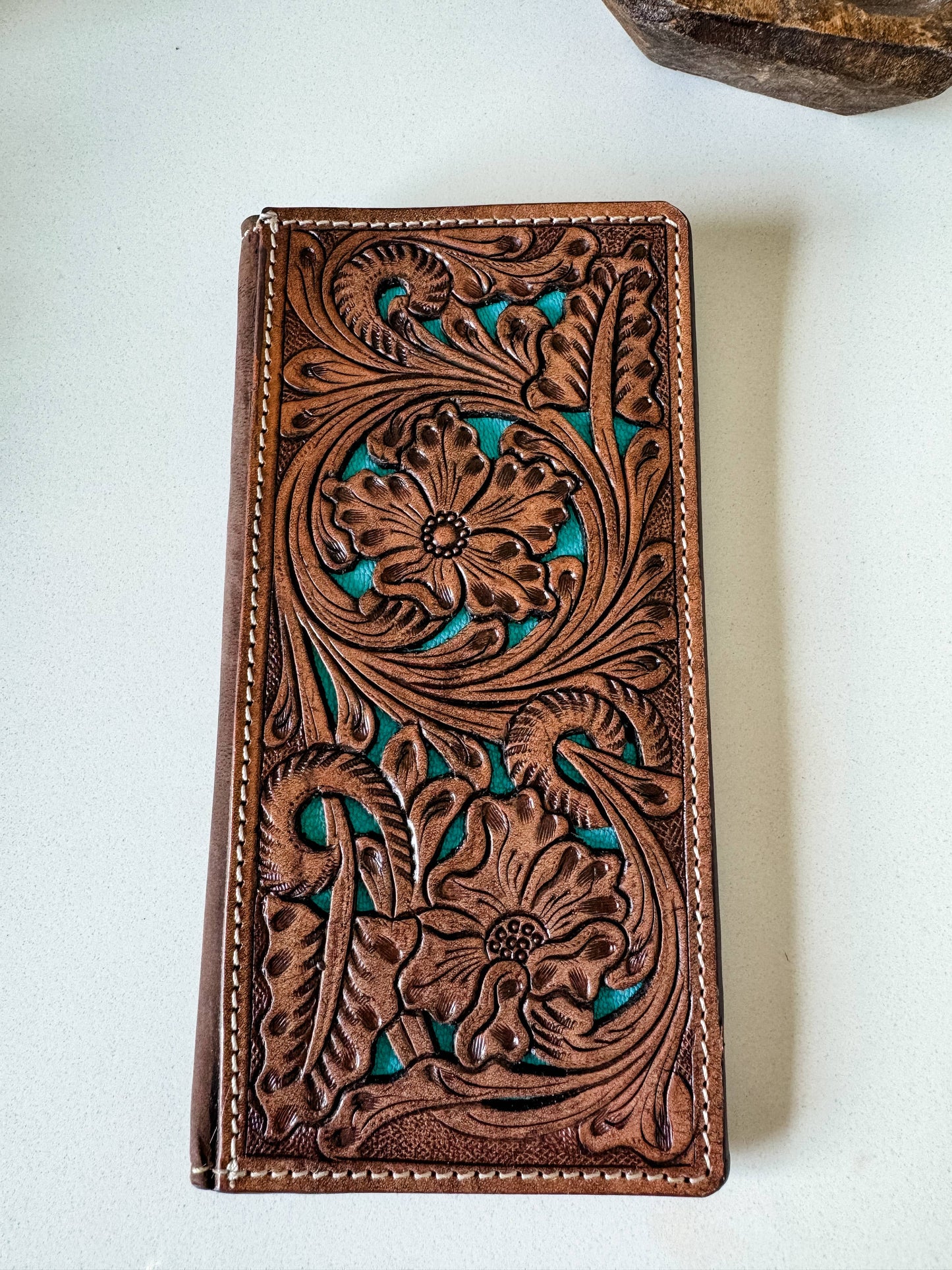 Genuine Tooled Leather Bi-Fold Wallet