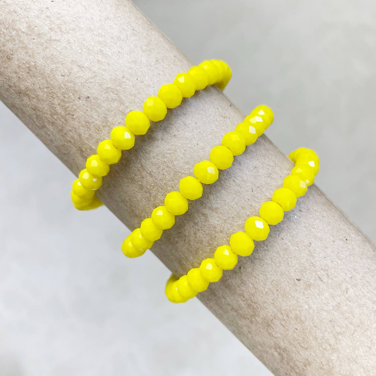 Gloria// Opaque Yellow Crystal Beaded Bracelet