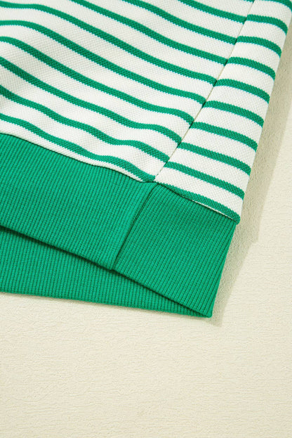 Bright Green Striped Exposed Seam Pullover Top