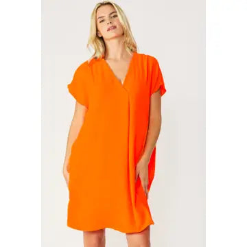 Orange V Neck Dress