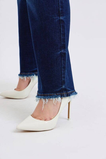 Mid Rise Straight Leg with Fray Hem