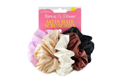 Satin Hair Scrunchies 5 Pk-prevents damage and breakage